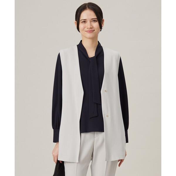ベスト ジレ 「セットアップ対応・洗える」トリアセダブルクロス ジレ レディース