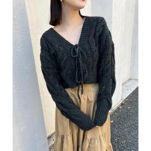 ニット セーター ショートケーブルカーディガン レディース