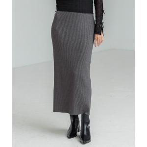 スカート リブニットロングスカートの商品画像
