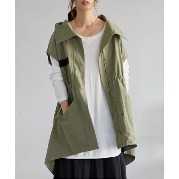 ベスト ジレ Aライン スタンドネック ミリタリーベスト レディース メンズ