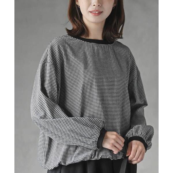 ブラウス シャツ リブ使イワイドブラウス レディース