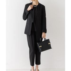 セットアップ 「3点セットアップ/エニデイカセット」ノーカラージャケット＆バックフレアパンツセットアップ レディース