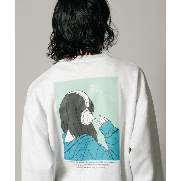 トレーナー スウェット 「スペースグラム」ガールイラスト 　バックプリント　ワンポイント刺繍　 裏起...