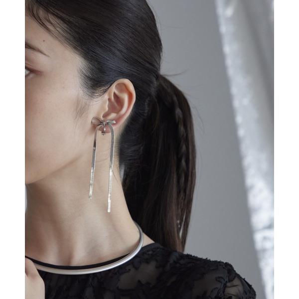 イヤリング 「Cupid Heart」結婚式アクセ！スネークチェーンリボンイヤリング レディース