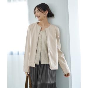 ジャケット ノーカラージャケット ラムレザー レディース : ZOZOTOWN