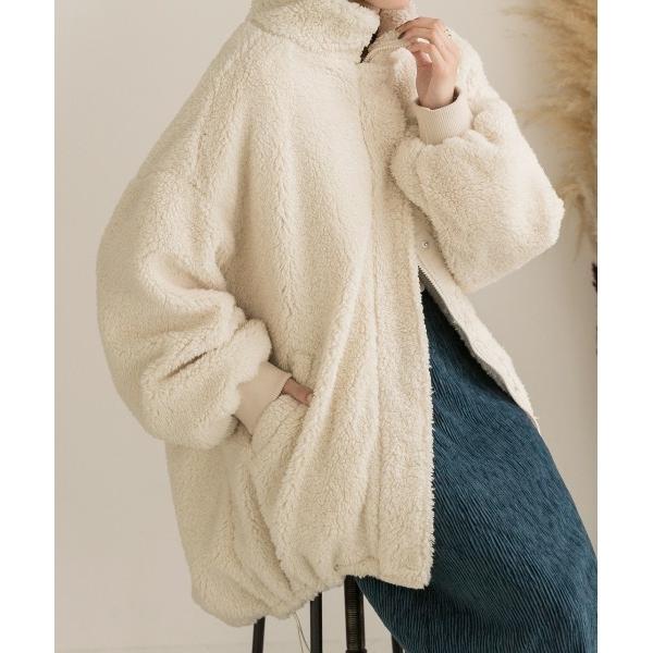 ブルゾン アウター スタンドカラー モンスターボアジャケット レディース