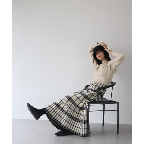 ワンピース チェックジャガードニットワンピース