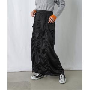 スカート LC/LLL パッカリングワークサテンスカート / バックスリットサテンカーゴスカート レディース