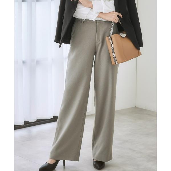 スラックス パンツ 「洗える・ストレッチ」セットアップ対応ウール調セミワイドパンツ（上下別売） レデ...