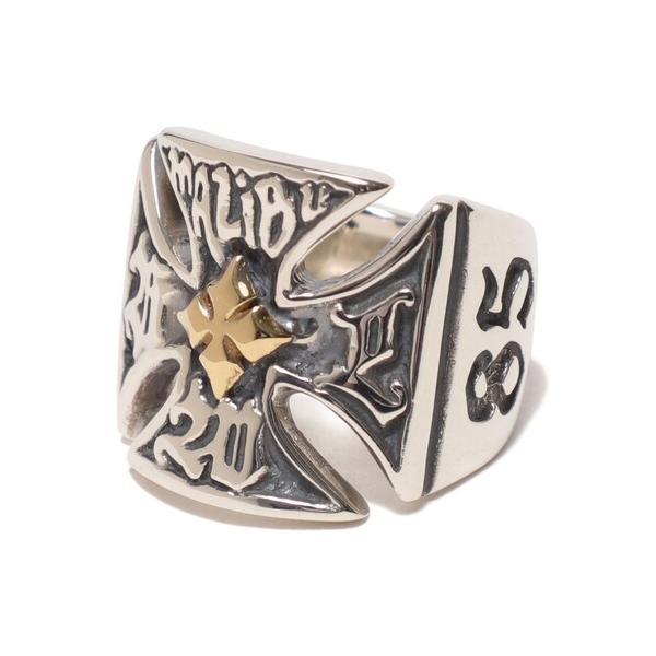 指輪 リング R456 - Malibu Cross Ring with18k yellow gol...