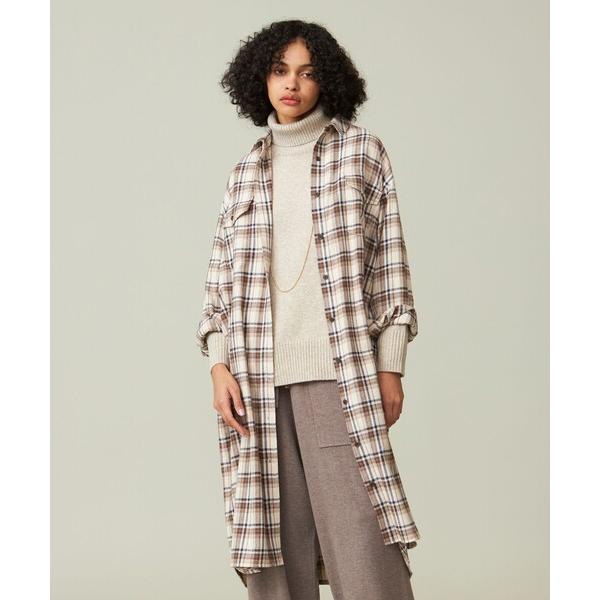シャツワンピース 「WOMEN」フランネル チェックシャツワンピース