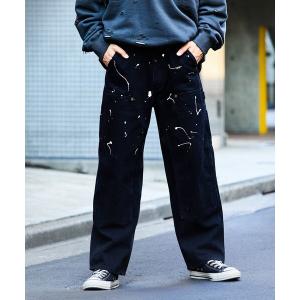 パンツ メンズ FREAK’S STORE/フリークスストア ストレートシルエット ワイド ダブルニー ペインターデニム/ビックシルエット/デニムパン｜ZOZOTOWN Yahoo!店