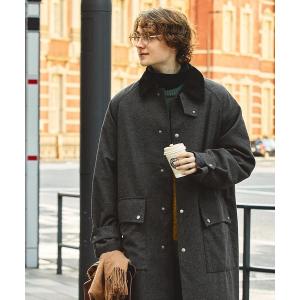 ステンカラーコート コート ツイードメルトン オーバーサイズ ロングハンティングコート EMMA CLOTHES AW メンズ レディース