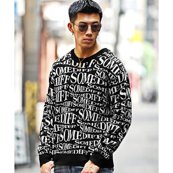 セーター ニット 「SOMEDIFF」アクリル13Gジャガードニット メンズ ニットセーター 春服 ...