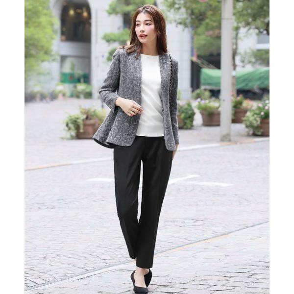 セットアップ ツイードカラーレスジャケット テーパードパンツ セットアップ スーツ フォーマル セレ...