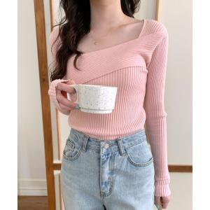 ニット セーター 韓国風デコルテ見せニット レディース