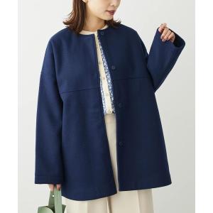 コート アウター 洗えるノーカラーショートコート レディース