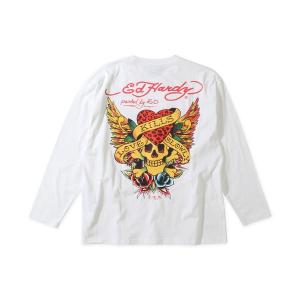 tシャツ Tシャツ Ed Hardy エドハーディ 天竺プリント長袖Tシャツ 大きいサイズ ビッグシ...