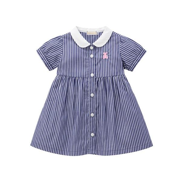 ワンピース シルエットベアストライプワンピース キッズ 子供服 女の子