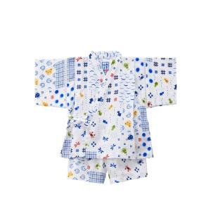甚平 浴衣 パッチワーク柄 プッチー甚平スーツ キッズ 子供 男の子 女の子