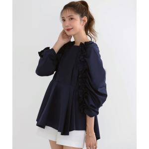 シャツ ブラウス 「MERAKI」袖フリルペプラムブラウス レディース