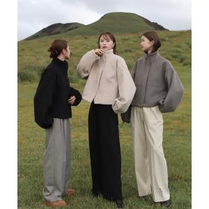 コート アウター 「新色追加 / HIT ITEM!」ダブルジップショートウールコート / スタンドカラーコート ショート丈 コクーンシルエット ショ