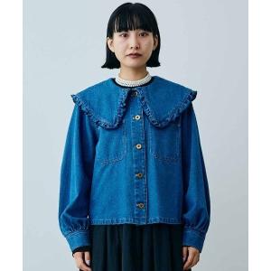 ジャケット Gジャン ＭＥＤＥ１９Ｆ フリル衿デニムシャツジャケット 〈ユーズドブルー〉の商品画像