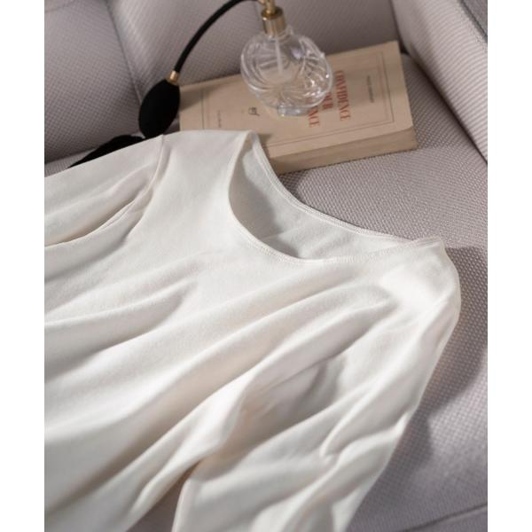 インナーシャツ 肌着 「クルーネック」綿100％吸湿発熱あったかインナー レディース