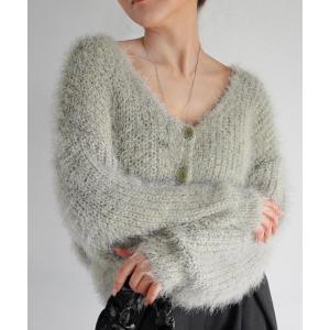 カーディガン シャギーニットカーディガン レディース