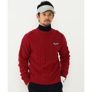 ニット BEAMS GOLF PURPLE LABEL / モックネック ケーブル 裏付きニット｜zozo