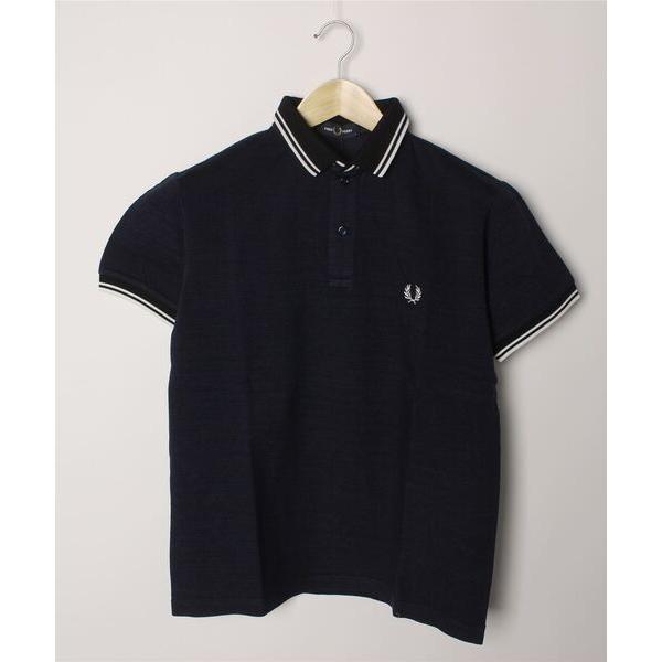 「FRED PERRY」 半袖ポロシャツ LARGE インディゴブルー メンズ