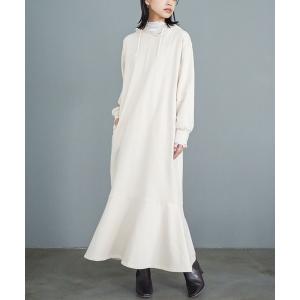 ワンピース 裏起毛フード付きマーメイドワンピース