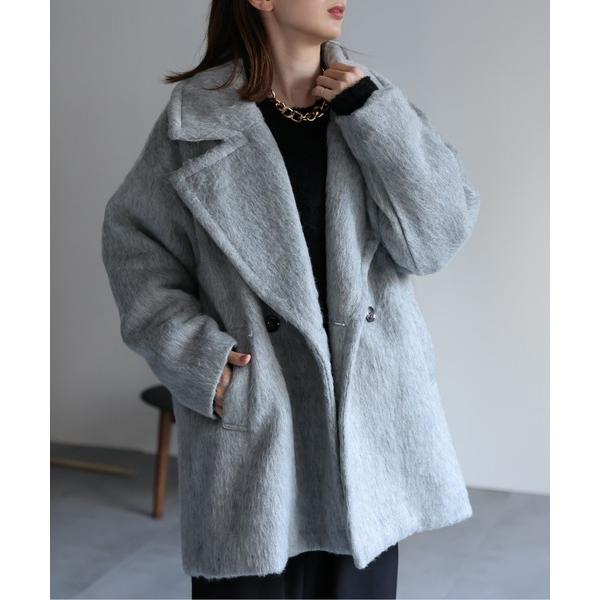 ピーコート pコート ミドル丈 シャギーピーコート レディース