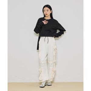 パンツ カーゴパンツ レディース サテンワークパンツ