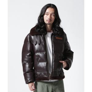 ダウン ダウンジャケット メンズ LEATHER DOWN BOMMER JACKET / レザー ダウン ボマー ジャケット / AVIREX /｜zozo