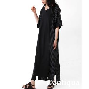 レディース 「antiqua」 「patterntorso」半袖ワンピース FREE ブラック