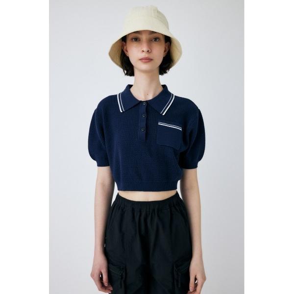 「MOUSSY」 半袖ニット FREE ネイビー レディース