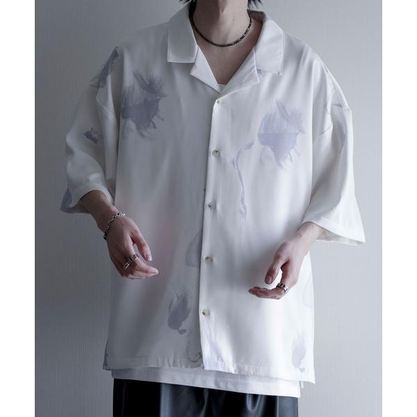「Nilway」 半袖シャツ MEDIUM ホワイト×パープル メンズ