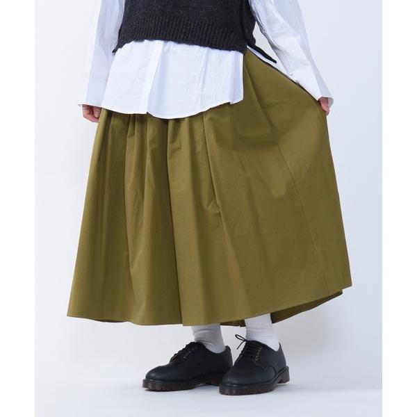 スカート 3-9E74 ピンタック ロング フレア スカート ボリュームスカート