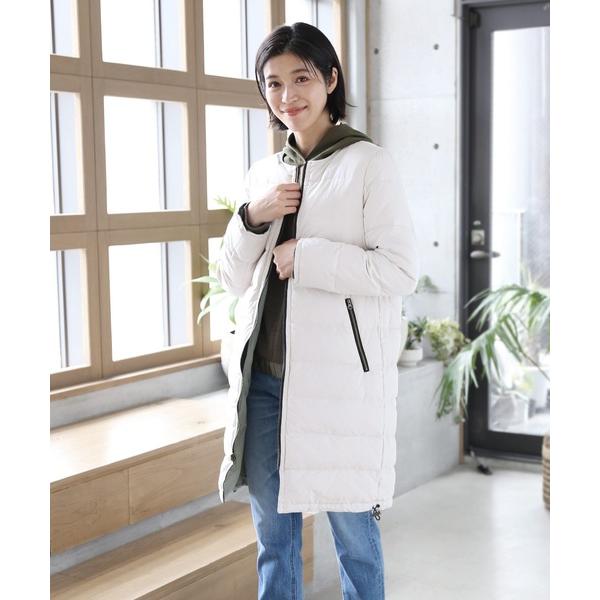 ダウンコート ダウンジャケット リバーシブルダウンコート ノーカラー レディース