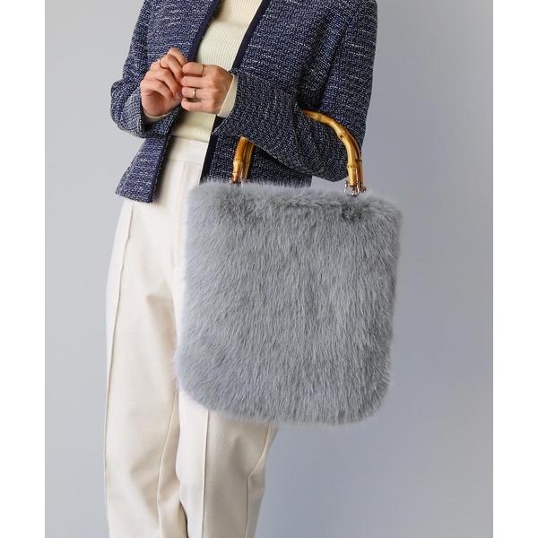 ハンドバッグ エコファーバッグ バンブー ハンドル