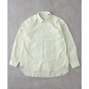 グレー プリーツ 半袖シャツ BRICK＆SONS シャツ リラックスバックプリーツシャツ「スレートグレー