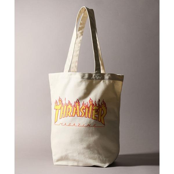 トートバッグ 「THRASHER/スラッシャー」 ファイヤーパターンロゴプリント キャンバストートバ...