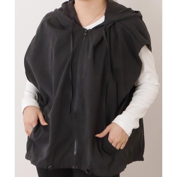 ベスト ジレ ドロスト付きオーバサイズフーデットベスト レディース