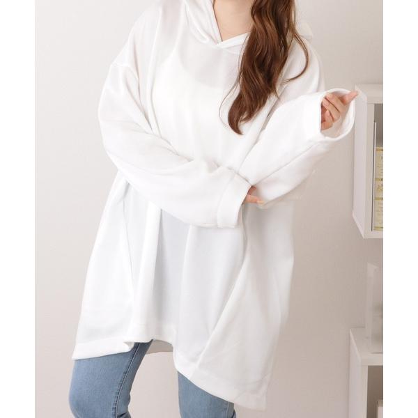 tシャツ フレアラインベーシックフーデットプルオーバー レディース