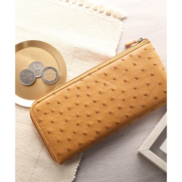 財布 オーストリッチレザー薄型本革L字長財布 レディース メンズ