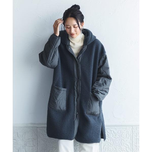 コート アウター キルトボアフード付き2WAY コート レディース