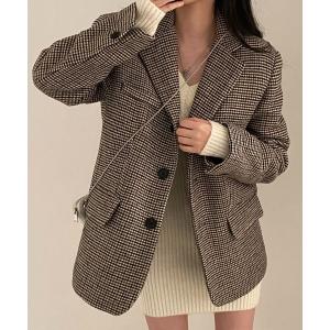 ジャケット テーラードジャケット オーバーチェックジャケット レディース