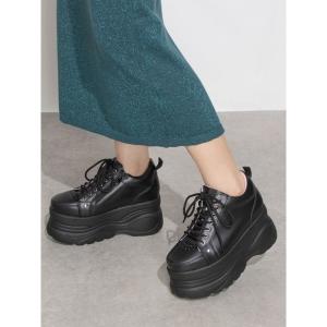 スニーカー Mafmof(マフモフ)9cmソール厚底レースアップスニーカー レディース