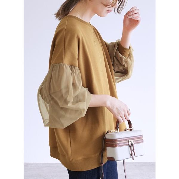 トレーナー スウェット チュール袖スウェットプルオーバー レディース